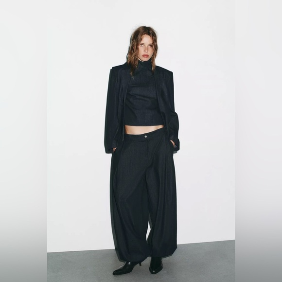 ZARA TRF DENIM BOMBAH PANTS - Picture 1 of 9